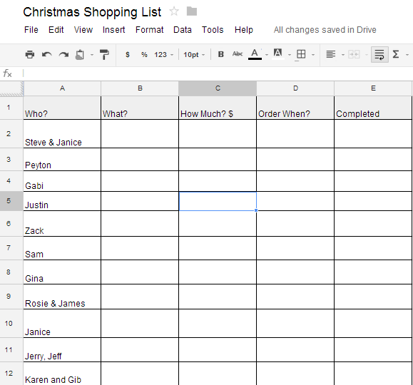 Christmas-list